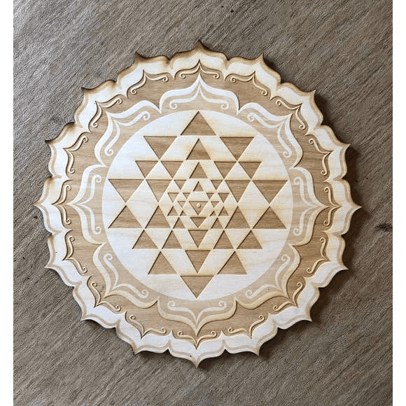 Sri Yantra 2 Crystal Grid | 4 inches - Spiral Circle