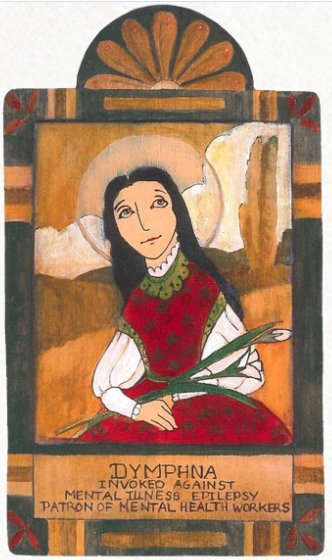 St. Dymphna | Mental Illness and Mental Health Workers | Wooden Pocket Plaque - Spiral Circle