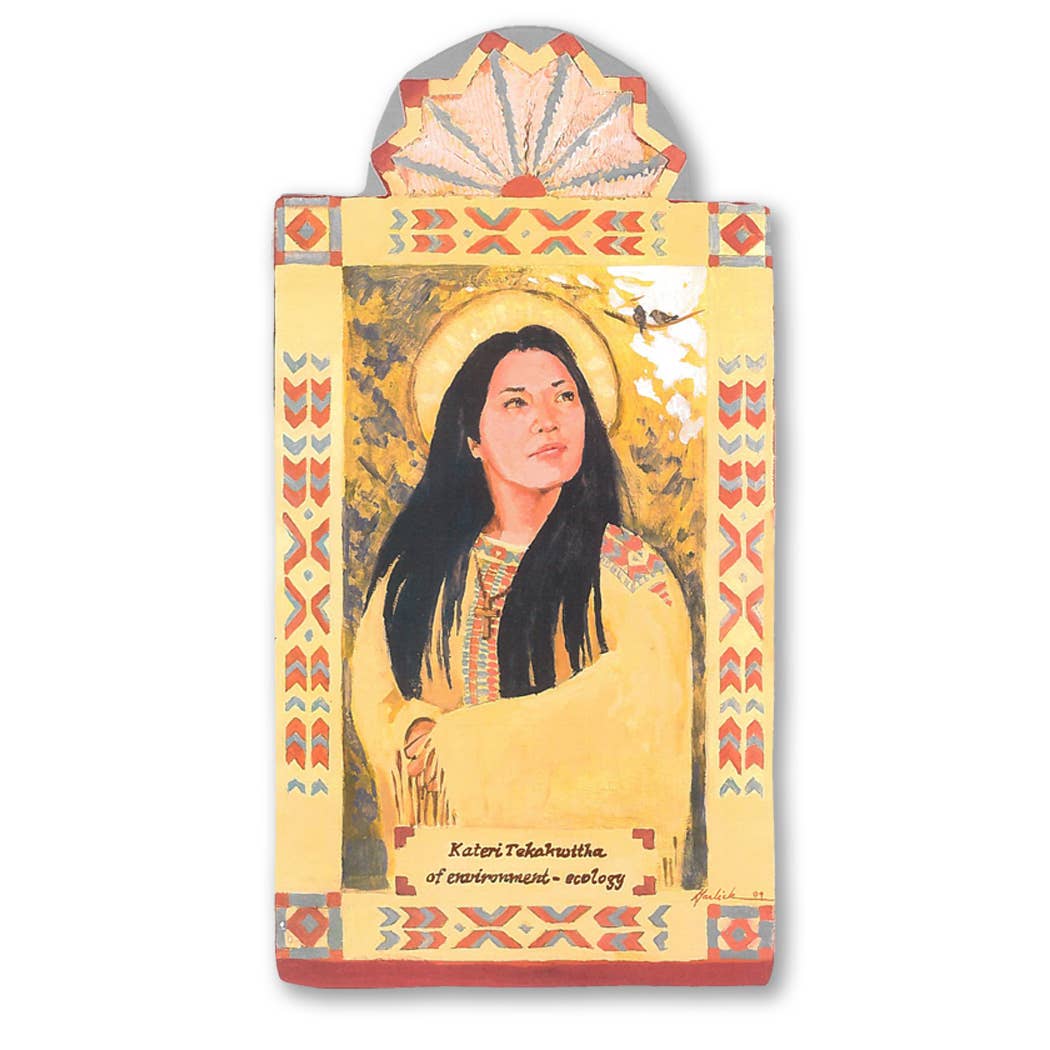 St. Kateri Tekawitha | Environment and Ecology | Wooden Pocket Plaque - Spiral Circle