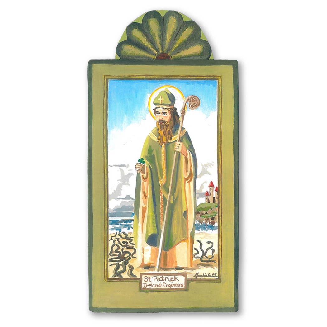 St. Patrick | Engineers and Ireland | Wooden Pocket Plaque - Spiral Circle