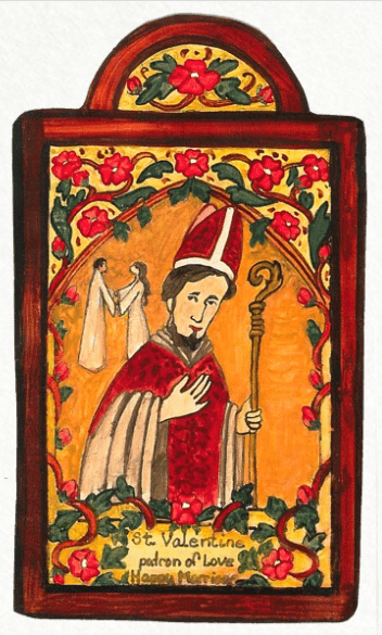 St. Valentine | For Lovers, Happy Marriages, Young People And Beekeepers | Wooden Pocket Plaque - Spiral Circle