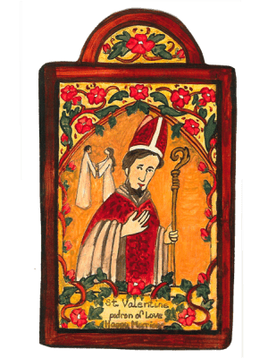 St. Valentine | Patron of Lovers, Happy Marriages, Young People and Beekeepers | Wooden Plaque - Spiral Circle