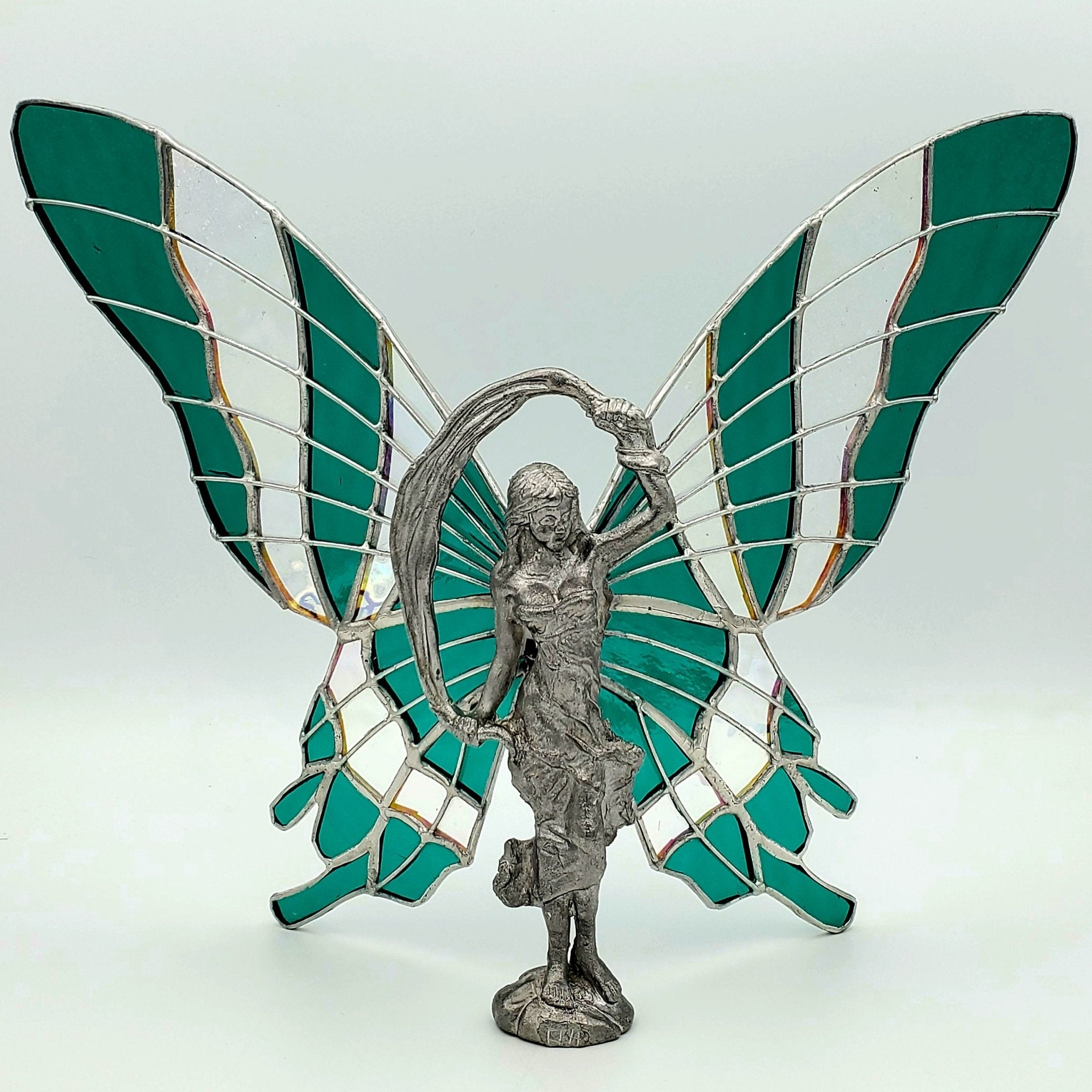 Stained Glass Butterfly Fairy Statue - Spiral Circle