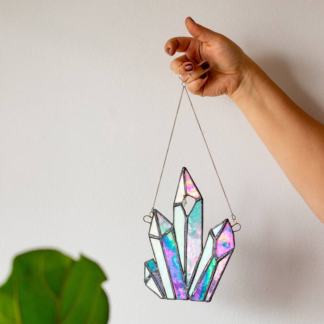 Stained Glass Crystal Hanging - Spiral Circle