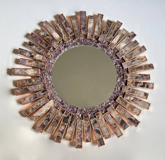 Starburst 20" | Round Rose Gold Plated | Amethyst Mirror - Spiral Circle