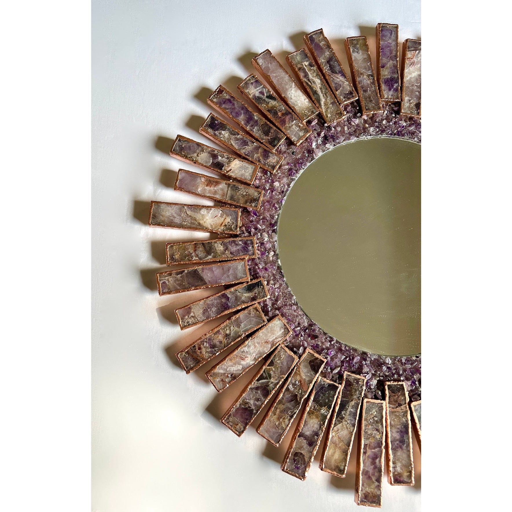 Starburst 20" | Round Rose Gold Plated | Amethyst Mirror - Spiral Circle