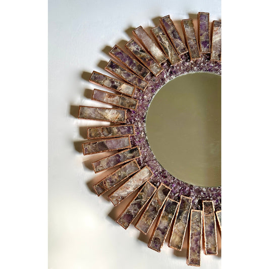Starburst 20" | Round Rose Gold Plated | Amethyst Mirror - Spiral Circle