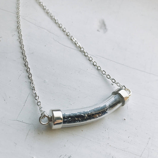 Stardust Vial Specimen Necklace with Meteorite - Spiral Circle