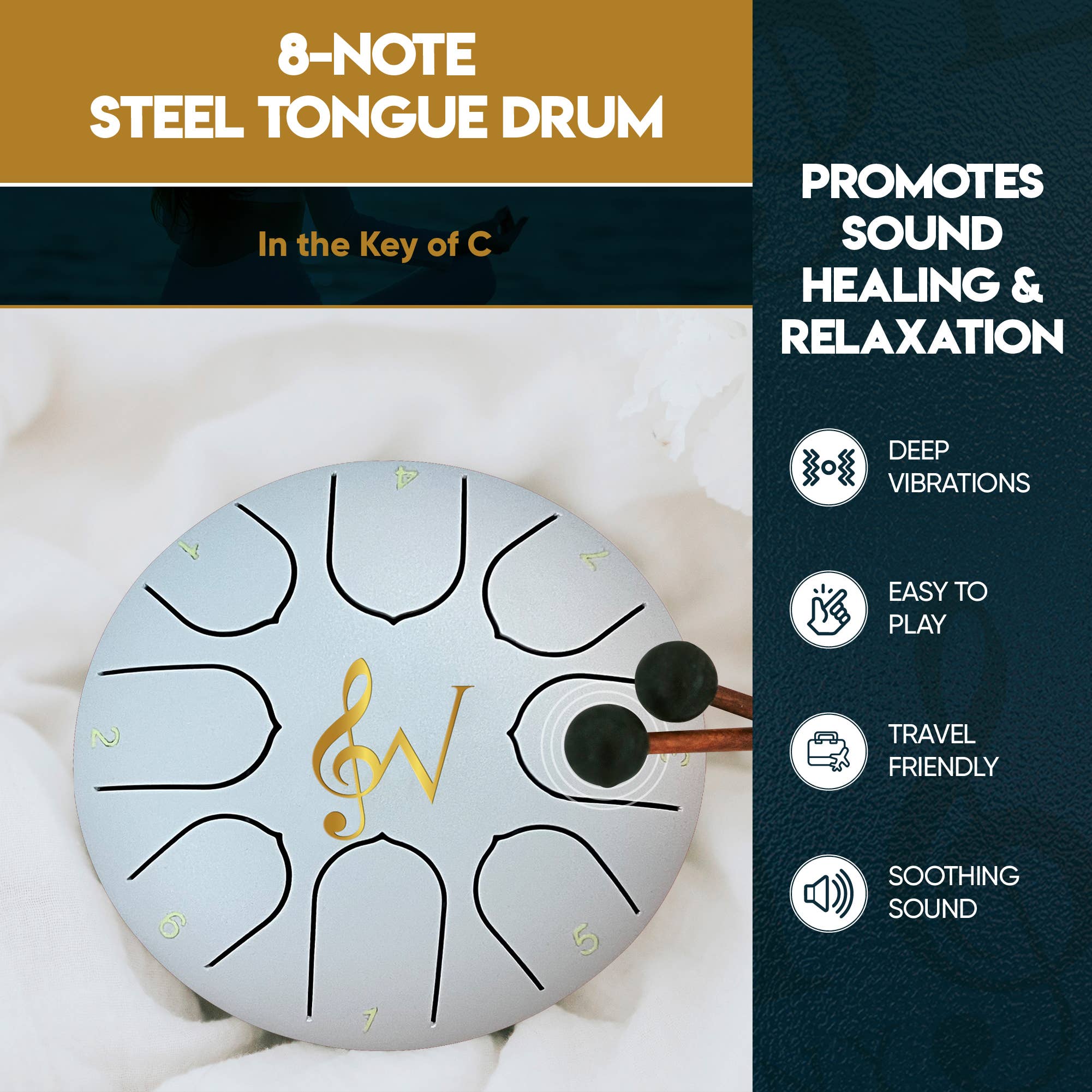 Steel Tongue Drum 6-Inch 8-Notes - Spiral Circle