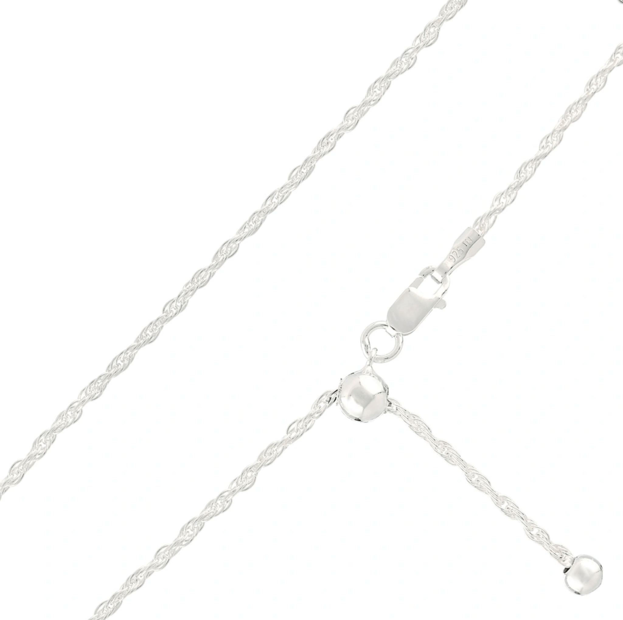 Sterling Silver Adjustable Twist Chain | 24” - Spiral Circle