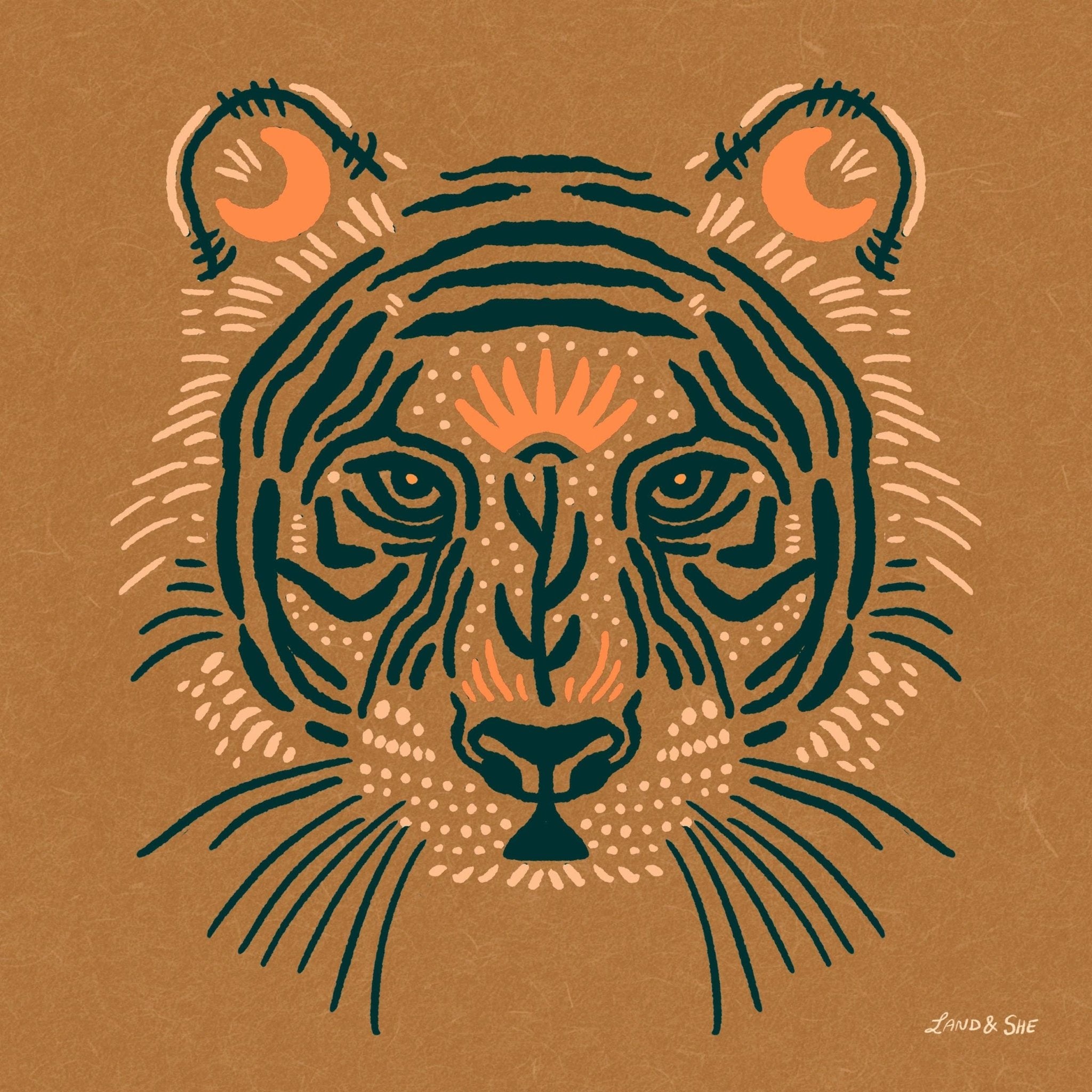 Strength and Serenity Tiger Art Print - Spiral Circle