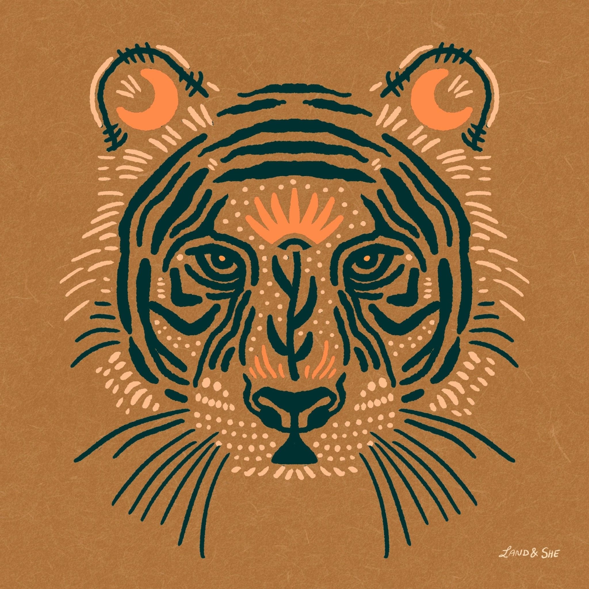 Strength and Serenity Tiger Art Print - Spiral Circle
