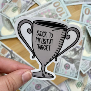Stuck to My List At Target Trophy Sticker, 3-inch - Spiral Circle