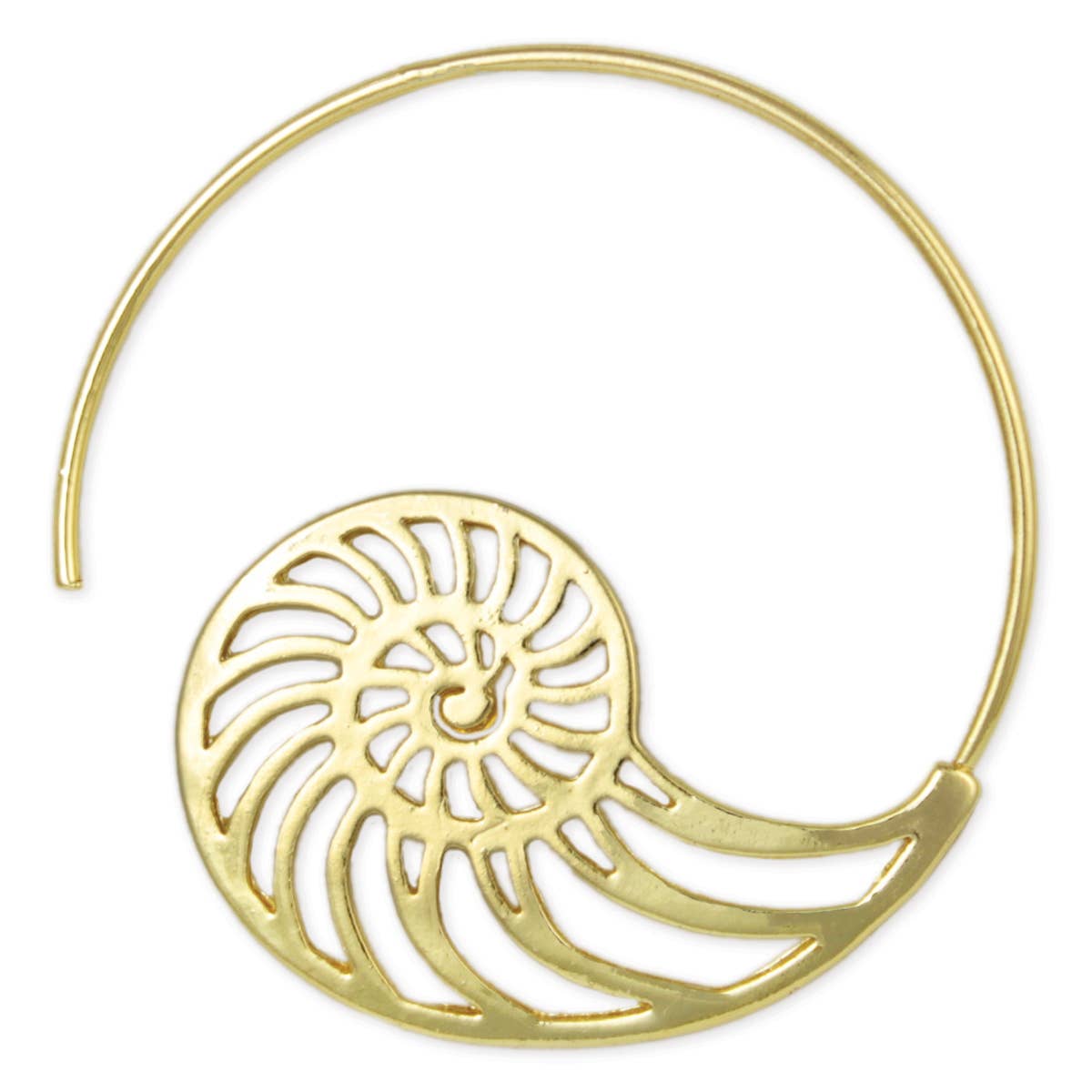 Stylish Spiral Gold Shell Hoop Earrings - Spiral Circle