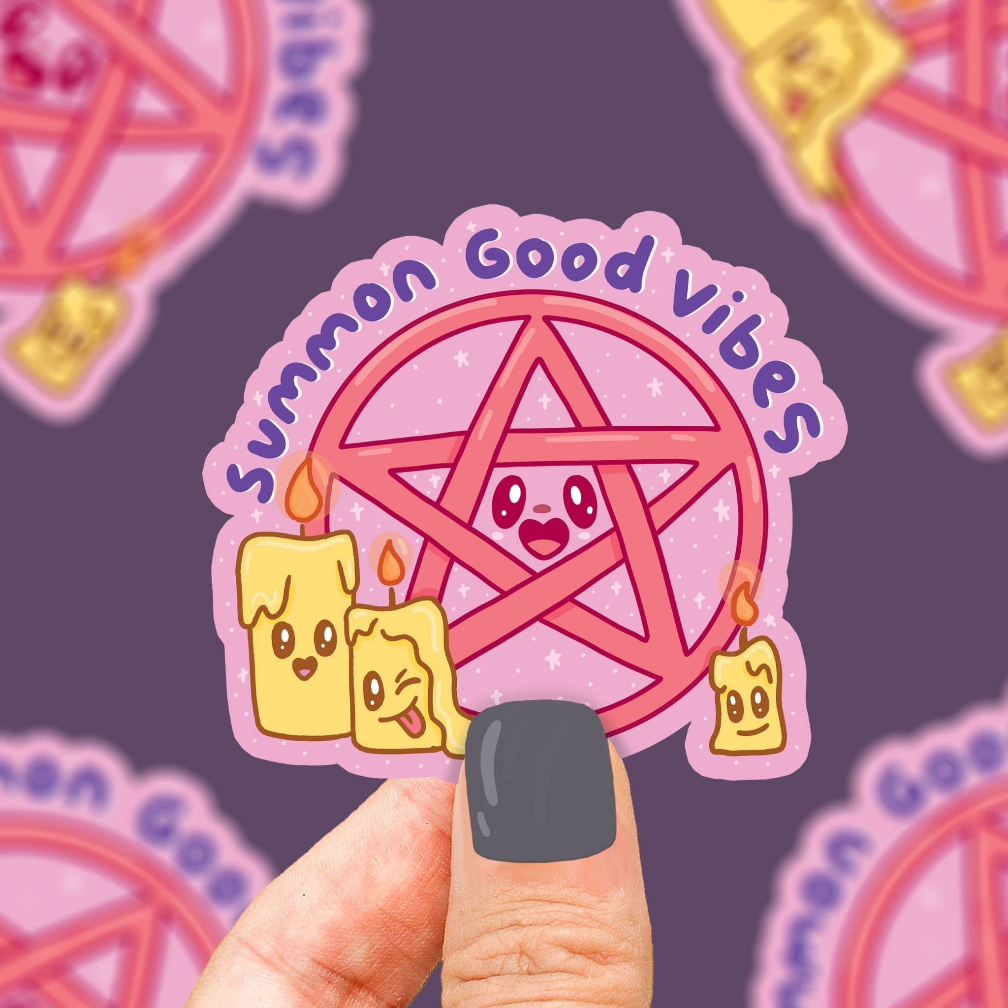 Summon Good Vibes Pentagram Vinyl Sticker - Spiral Circle