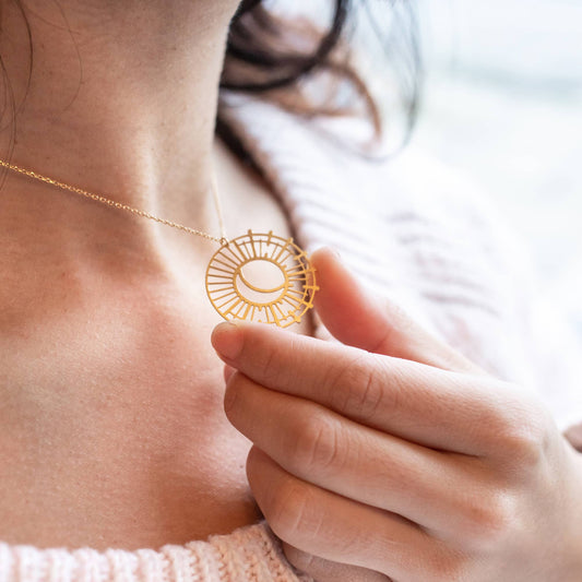 Sun and Moon Necklace | Silver - Spiral Circle