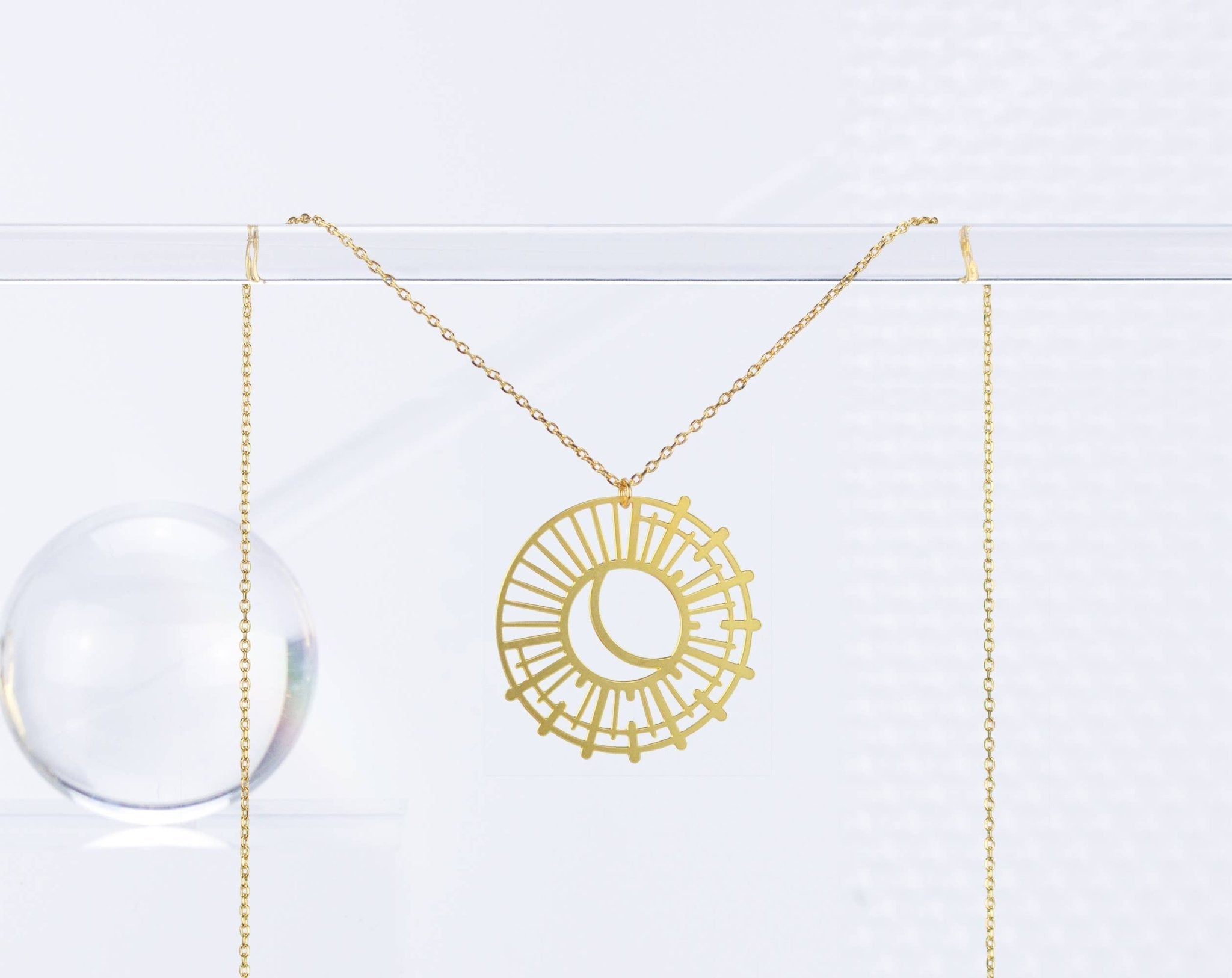 Sun and Moon Necklace | Silver - Spiral Circle