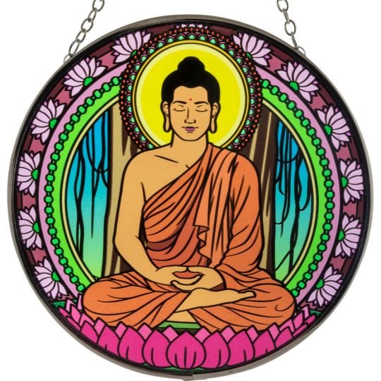 Suncatcher | Buddha | 6 inches | Glass - Spiral Circle