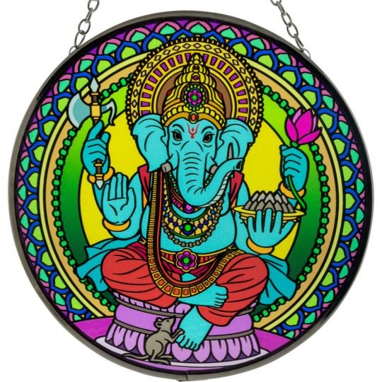 Suncatcher | Ganesha | 6 inches | Glass - Spiral Circle