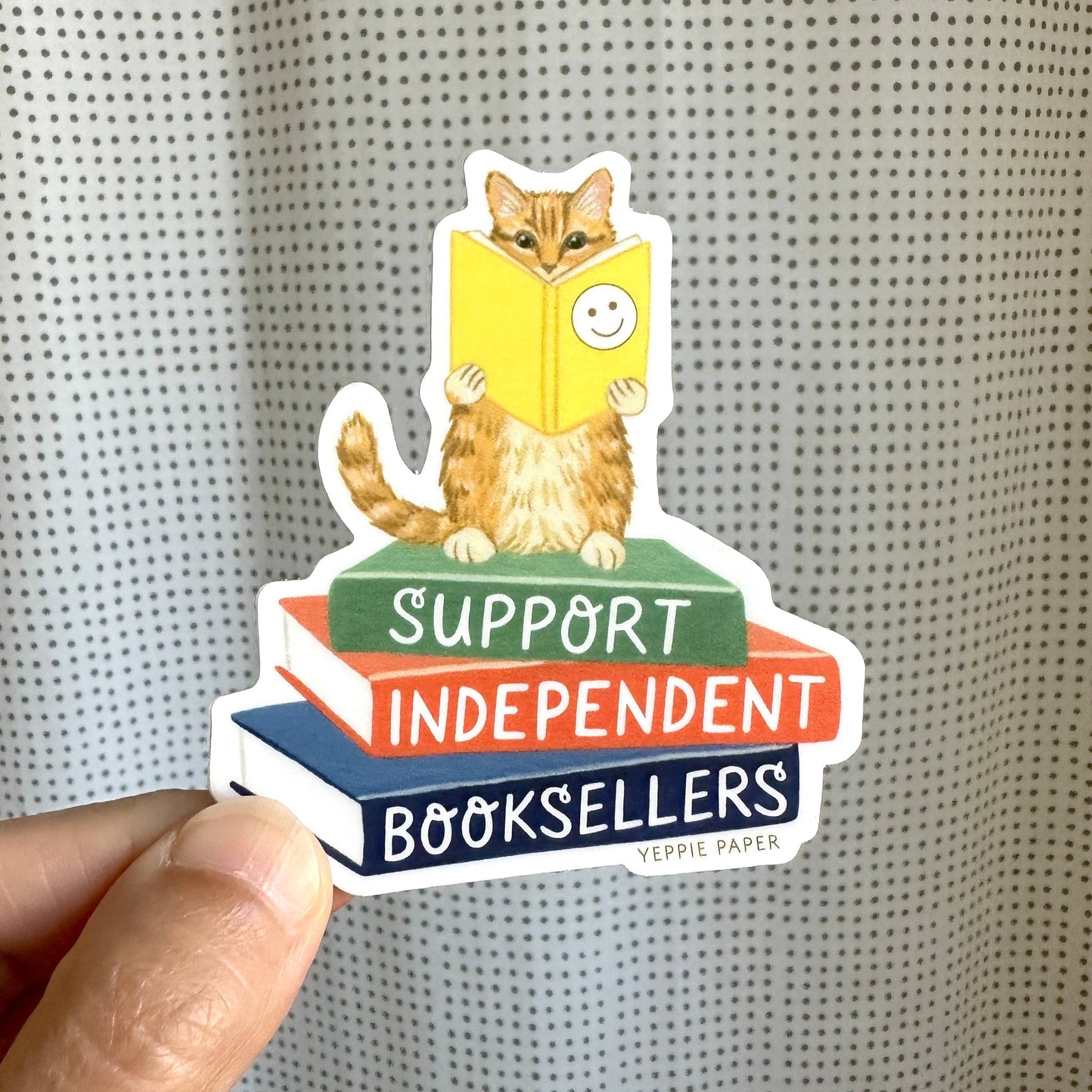 Support Independent Booksellers Cat Sticker - Spiral Circle
