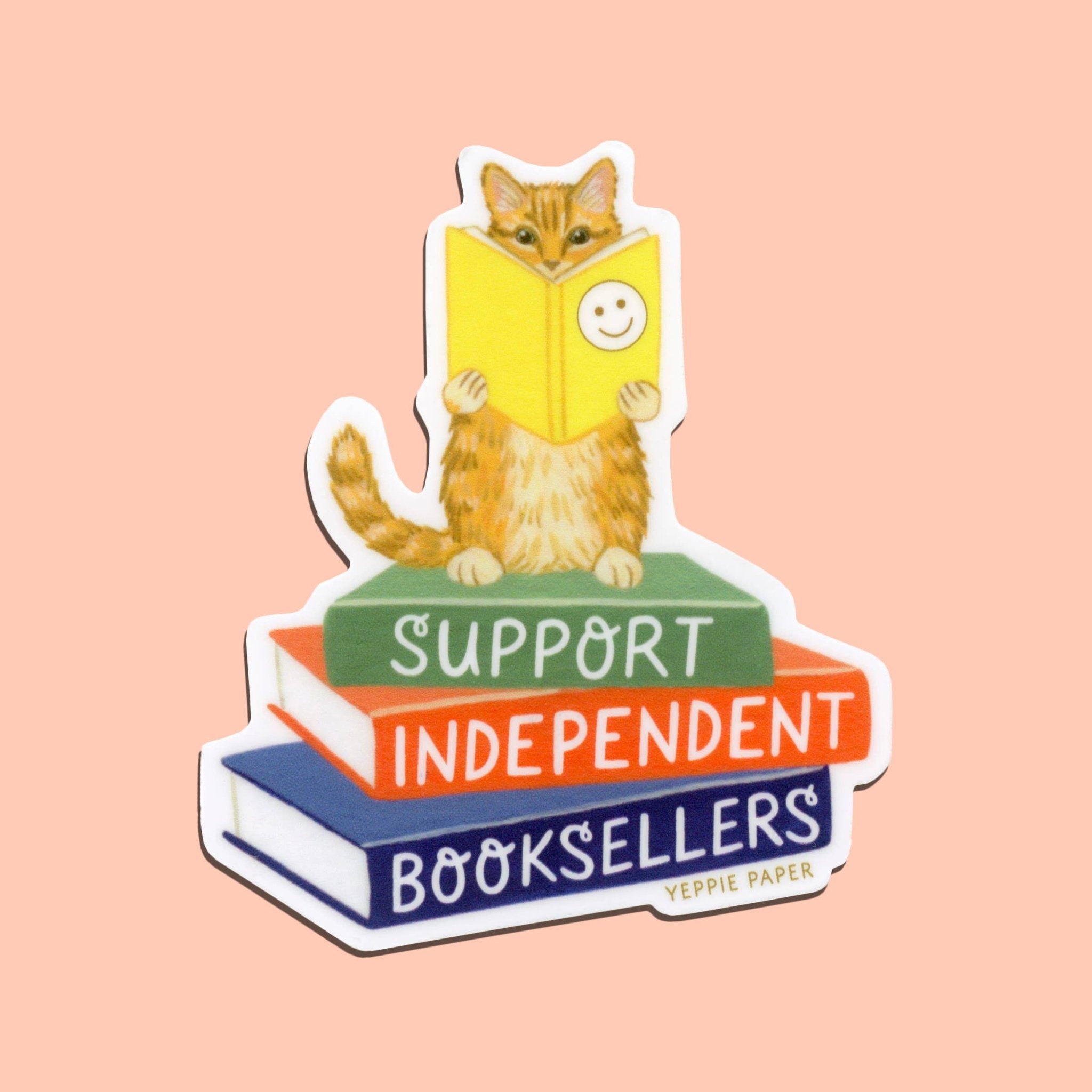 Support Independent Booksellers Cat Sticker - Spiral Circle