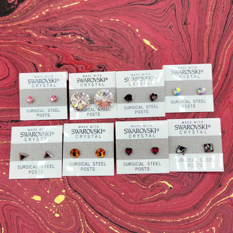 Swarovski Crystal Stud Earrings | Assorted - Spiral Circle