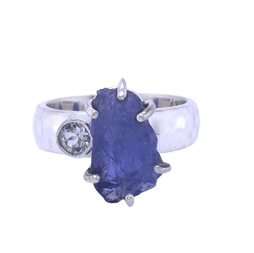Tanzanite & White Topaz Grace Ring | Sterling Silver - Spiral Circle