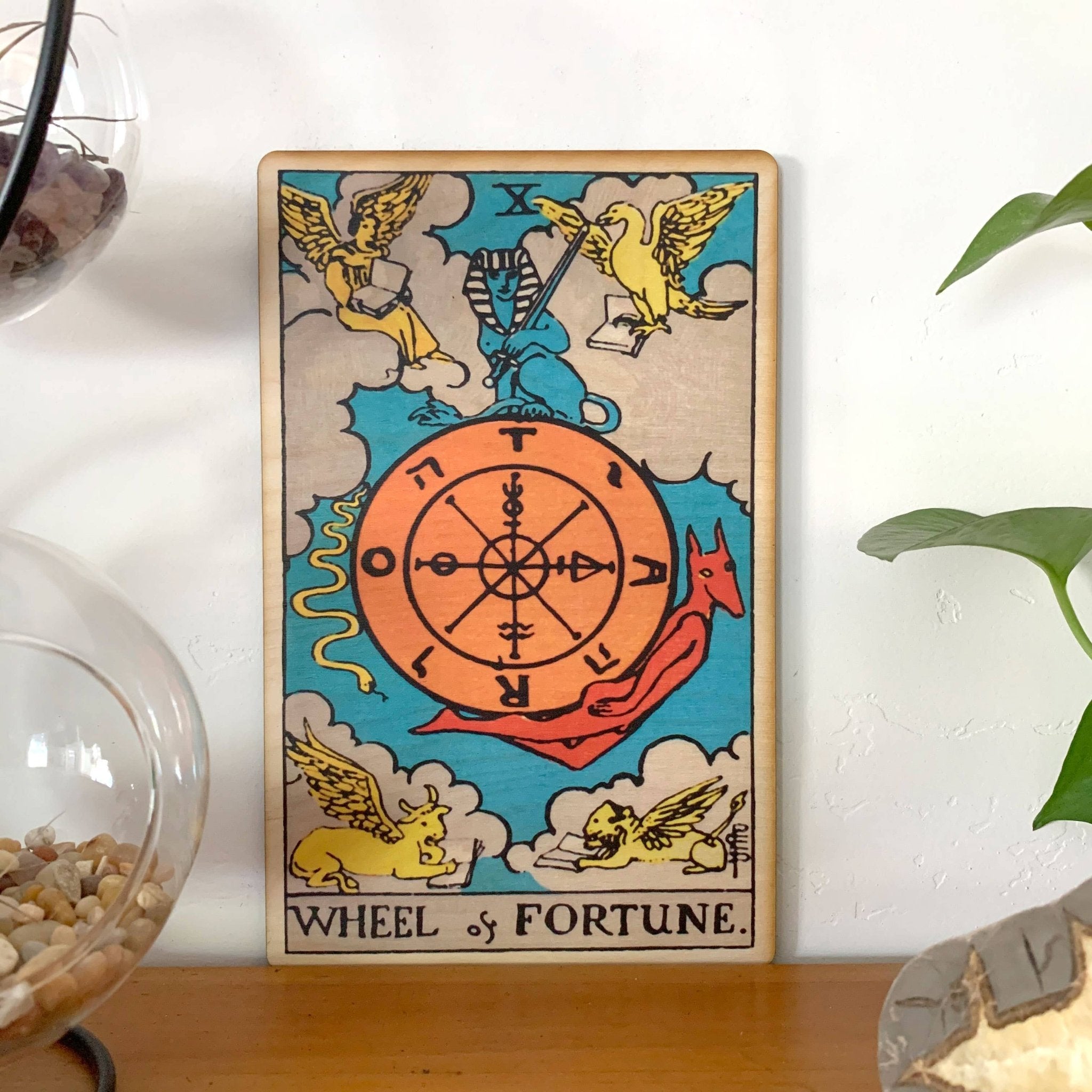 Tarot - 10 - Wheel Of Fortune Full Color Wood Wall Art - Spiral Circle