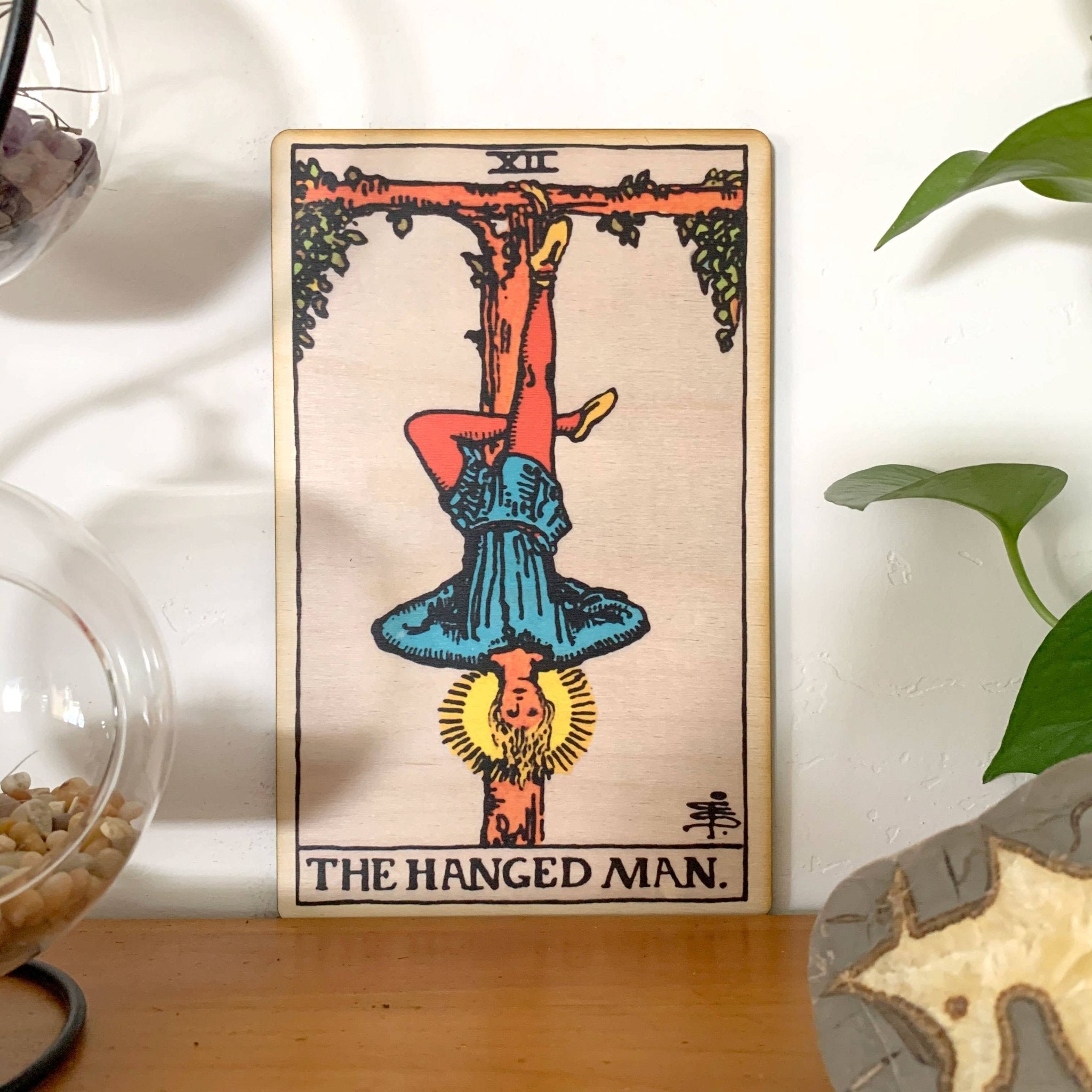 Tarot - 12 - The Hanged Man Full Color Wood Wall Art - Spiral Circle