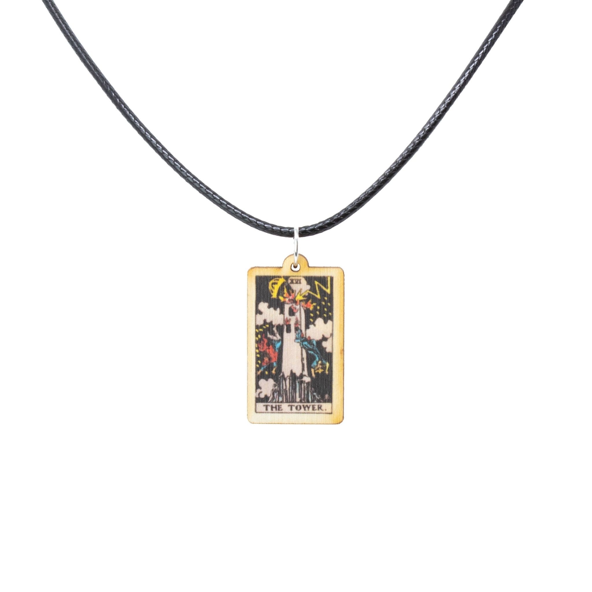 Tarot - 16 - The Tower Necklace - Spiral Circle