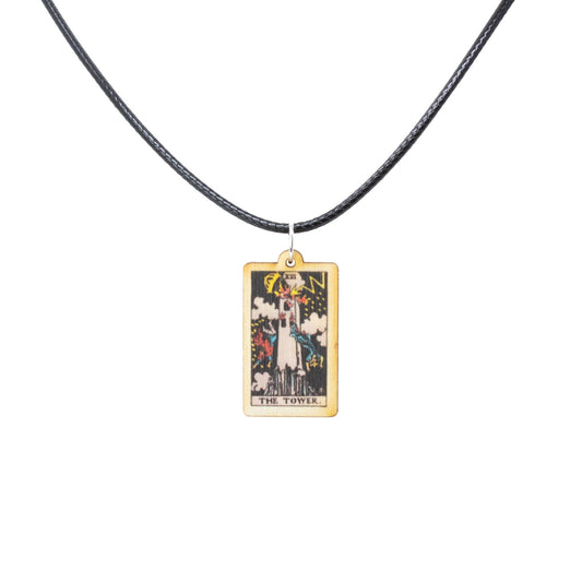Tarot - 16 - The Tower Necklace - Spiral Circle