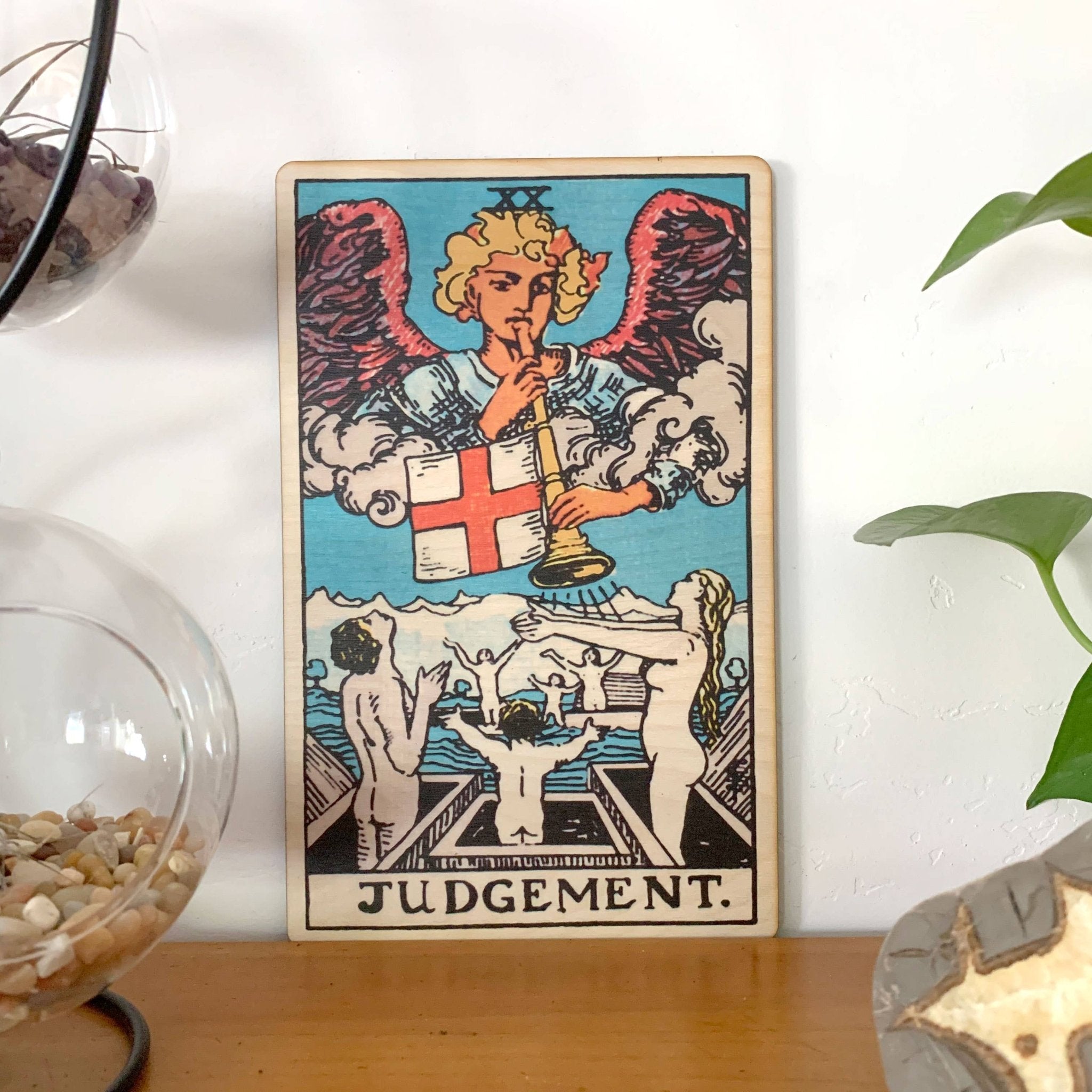 Tarot - 20 - Judgement Full Color Wood Wall Art - Spiral Circle
