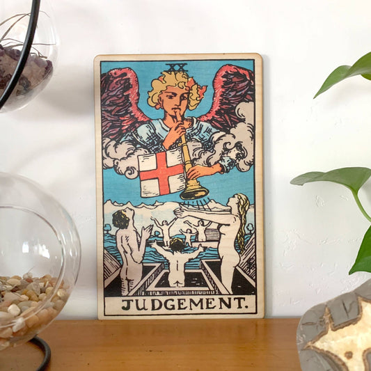 Tarot - 20 - Judgement Full Color Wood Wall Art - Spiral Circle