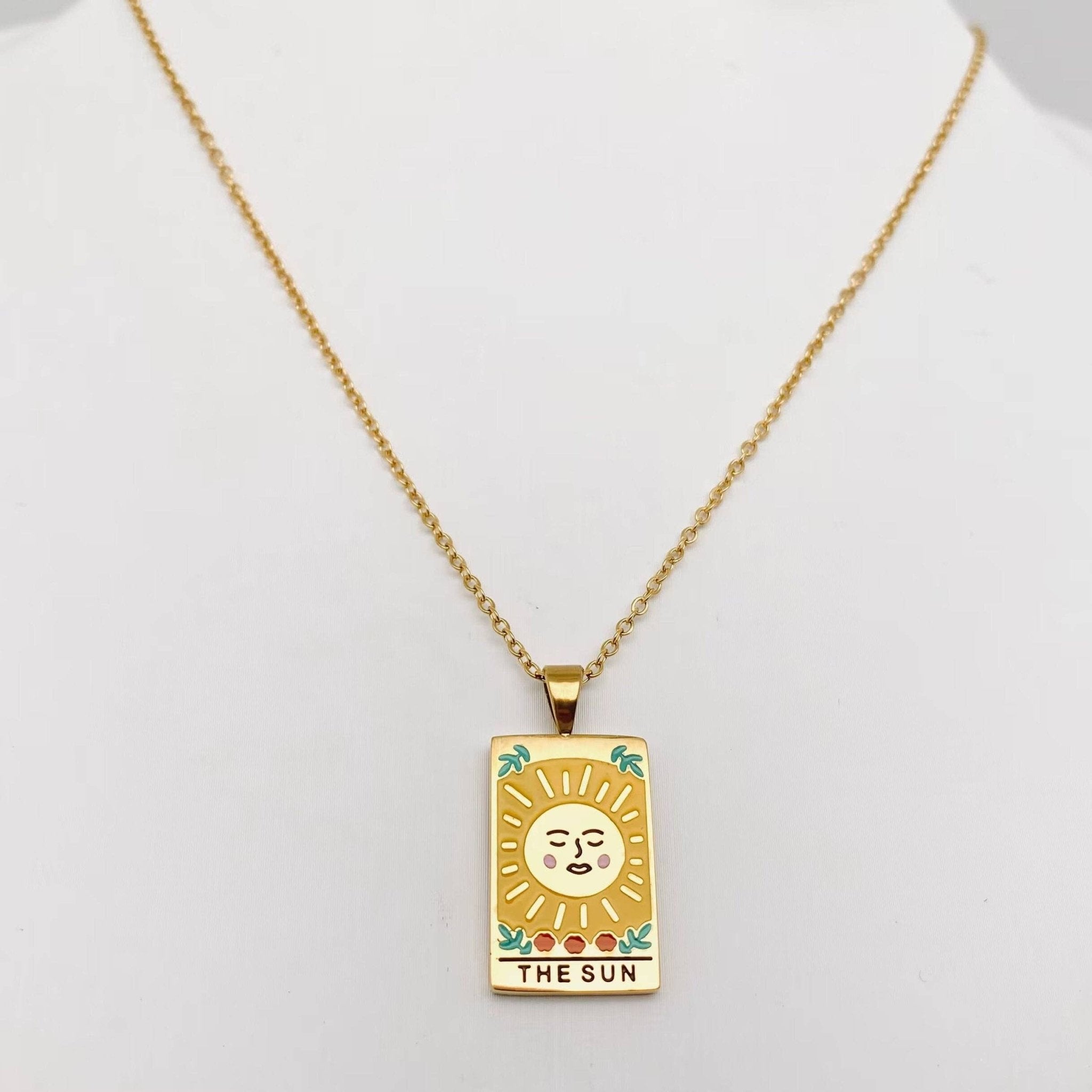 Tarot Charm Gold-Plated Necklace - Spiral Circle