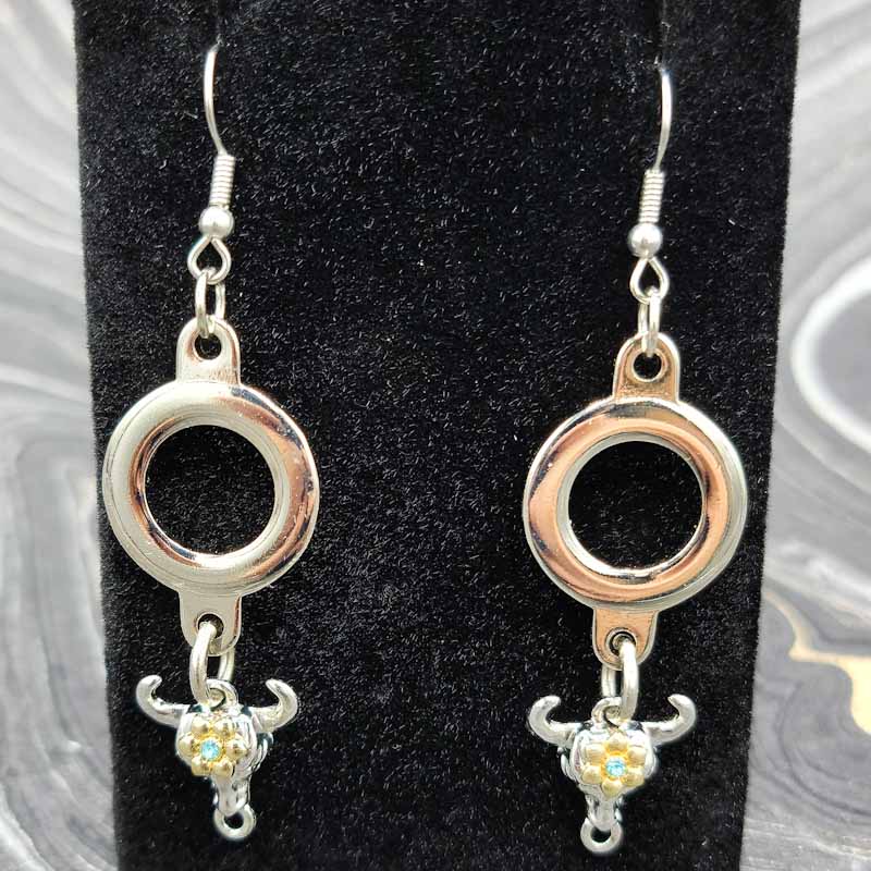 Taurus Dangly Earrings - Spiral Circle
