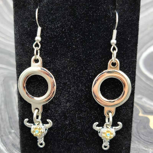 Taurus Dangly Earrings - Spiral Circle