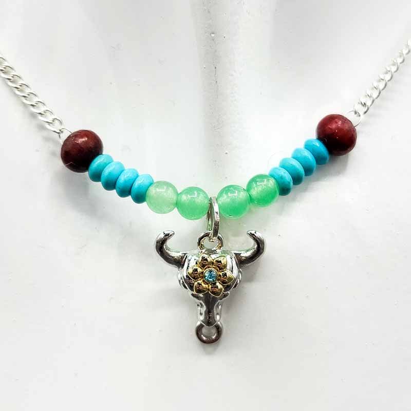 Taurus Necklace With Beads - Spiral Circle