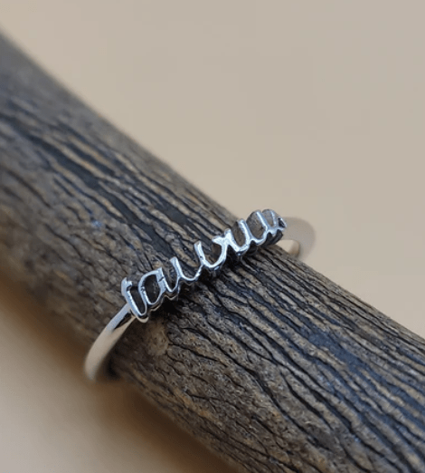 Taurus | Zodiac Cursive Ring | Brass & Sterling Silver - Spiral Circle