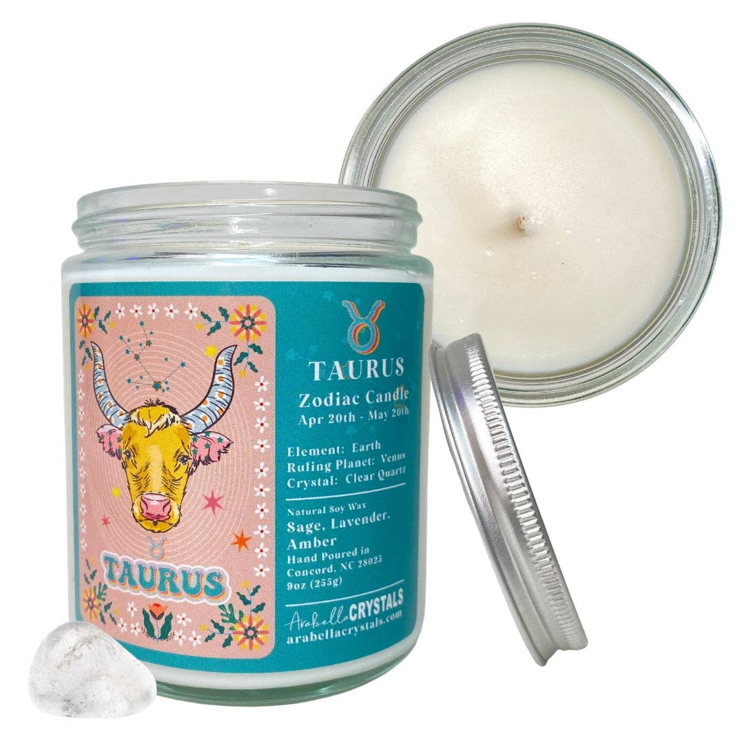 Taurus Zodiac Jar Candle - Spiral Circle