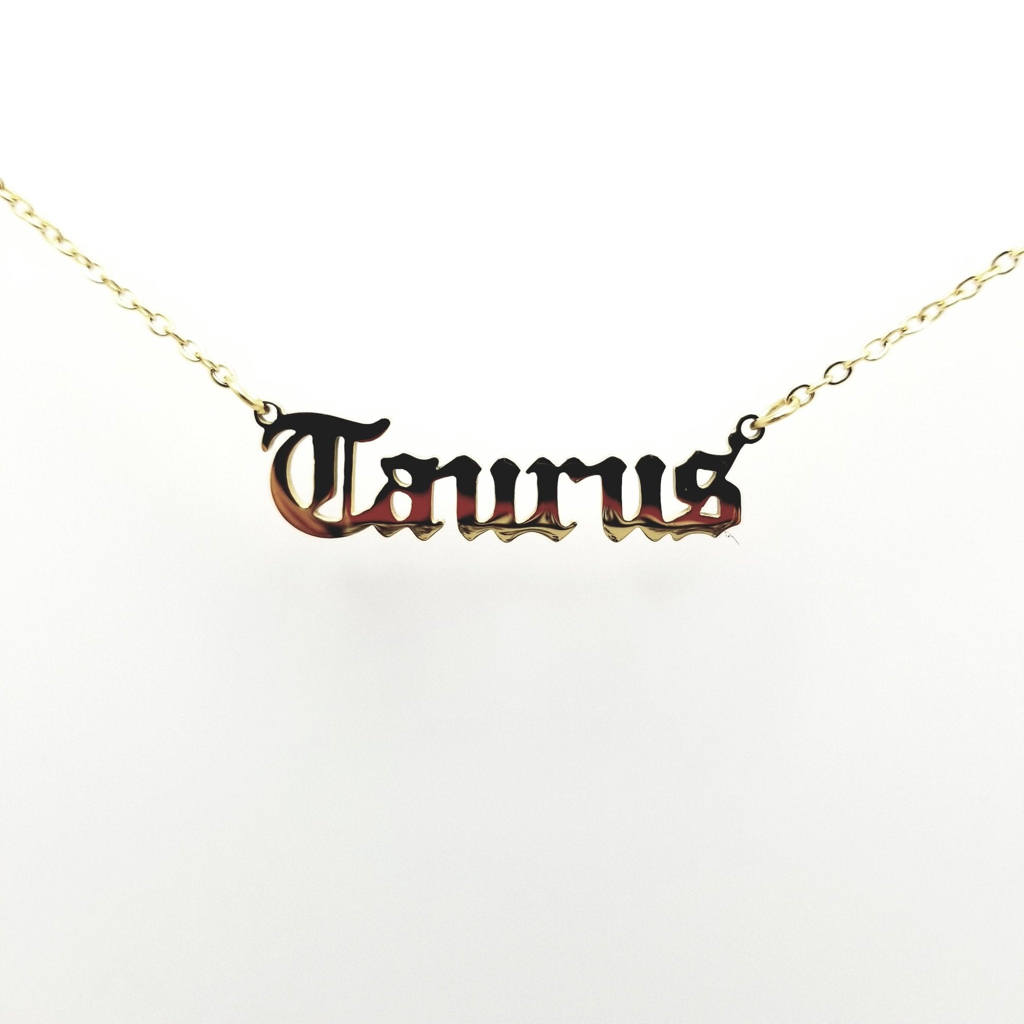 Taurus Zodiac Name Necklaces: 18k Gold Plated - Spiral Circle