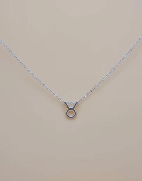 Taurus Zodiac Symbol Pendant Necklace | Silver Plated - Spiral Circle