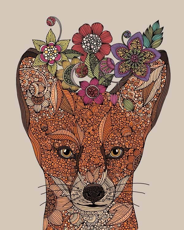 The Fox with flowers - Spiral Circle