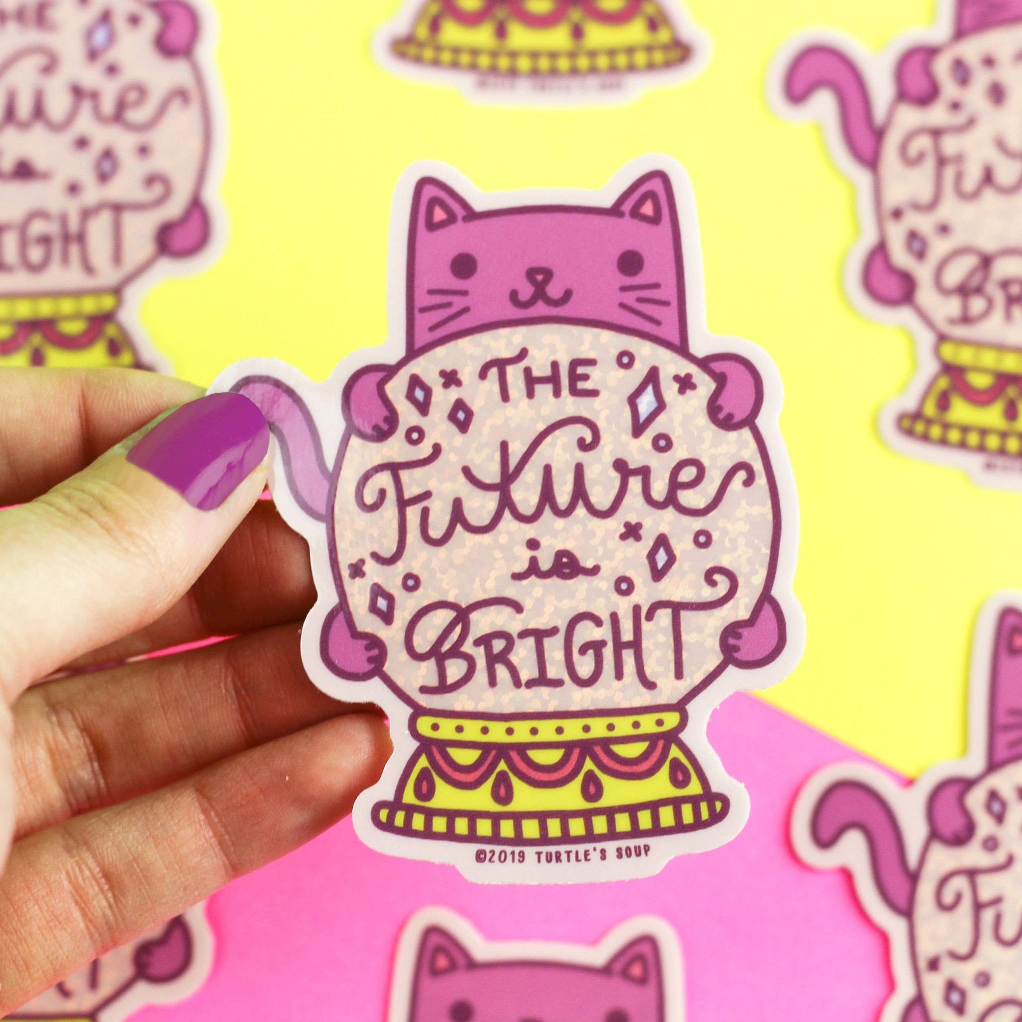 The Future is Bright Vinyl Sticker (Glitter) - Spiral Circle