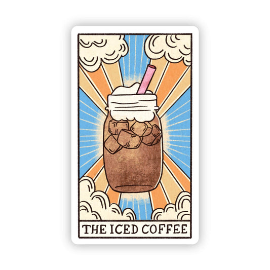 "The Iced Coffee" Tarot Card Sticker - Spiral Circle