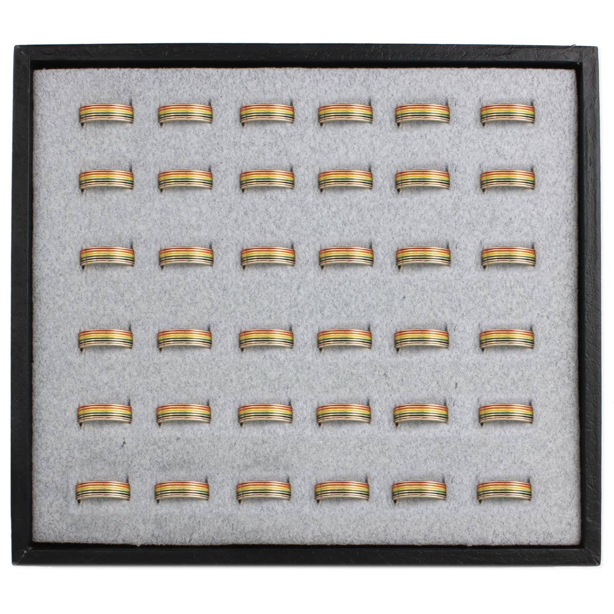 Thin Stripe Rainbow Enamel Gold Rings - Spiral Circle