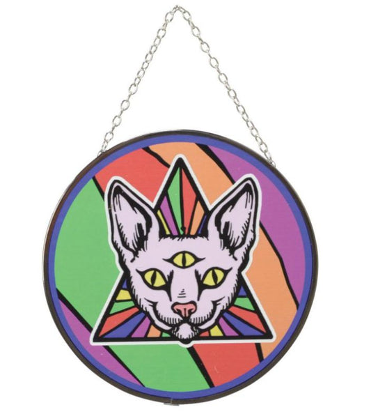 Third Eye Cat Suncatcher - Spiral Circle