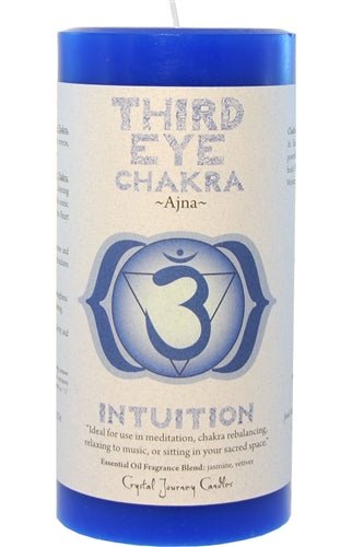 Third Eye Chakra Pillar Candle | Reiki Charged - Spiral Circle