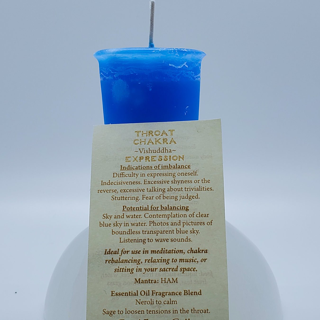 Throat Chakra | Bright Blue Votive Candle | Reiki Charged - Spiral Circle