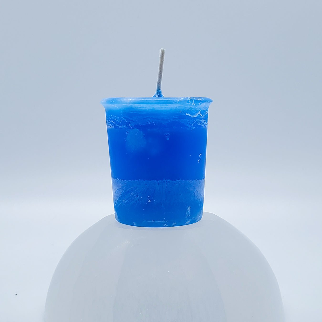 Throat Chakra | Bright Blue Votive Candle | Reiki Charged - Spiral Circle