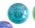 Throat Chakra Glass Sphere | Laser Etched | 2 inch - Spiral Circle